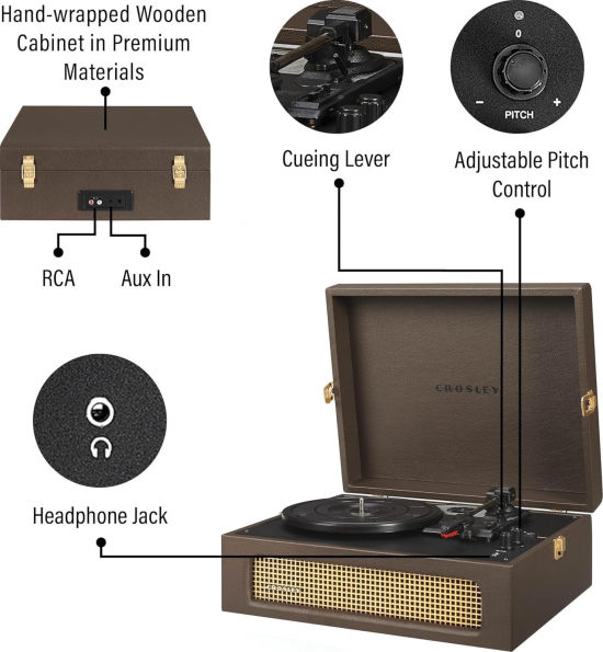 Crosley Voyager Record Player - Cocoa - CR8017B-CO