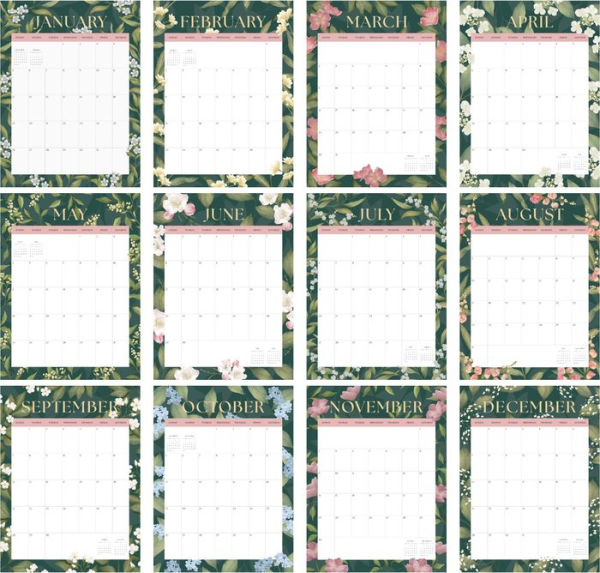 2025 Floral Wall Calendar