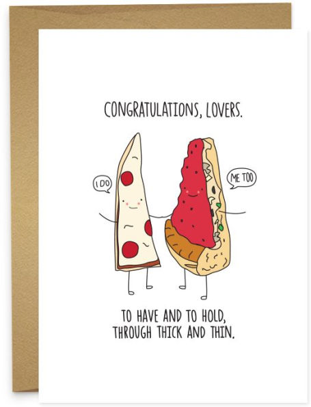 Wedding Greeting Card Thick and Thin Pizza