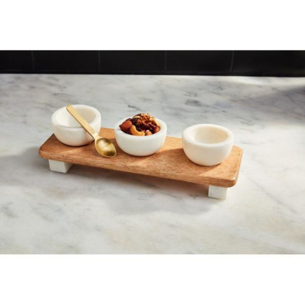 Marble Wood Tidbit Stand