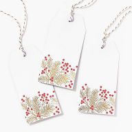 Title: Red Berries on Pine Branches Christmas Gift Tags