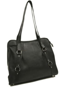 Title: Piel 2763-BLK Black Vertical Belted Business Tote