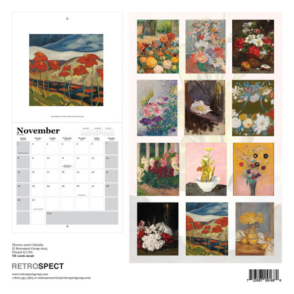 2026 Flowers Wall Calendar