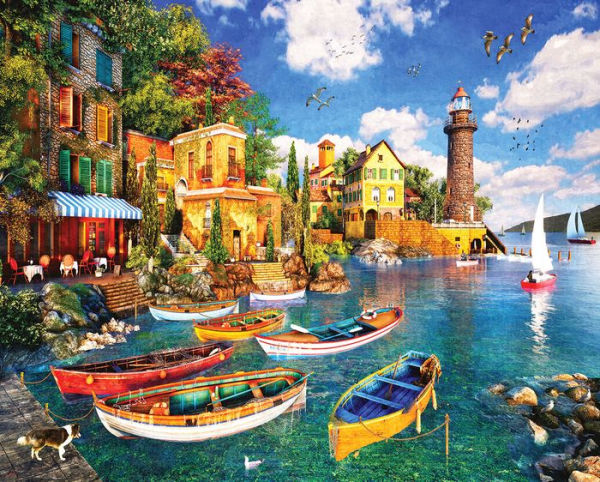 White Mountain Puzzles Mediterranean Harbor - 1000 Piece Puzzle