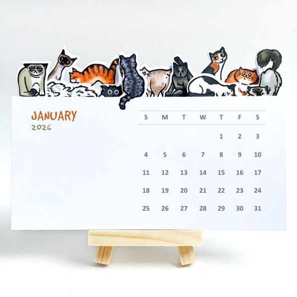 2026 Die Cut Cats Desk Calendar