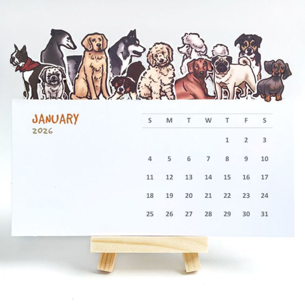 2026 Die Cut Dogs Desk Calendar