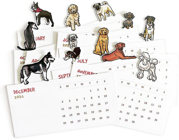 2026 Die Cut Dogs Desk Calendar