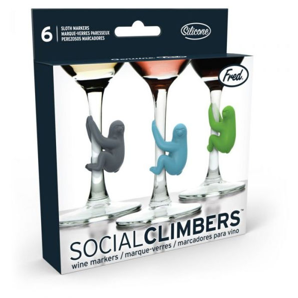 Set of 6 Social Climbers Sloth Wine Charms