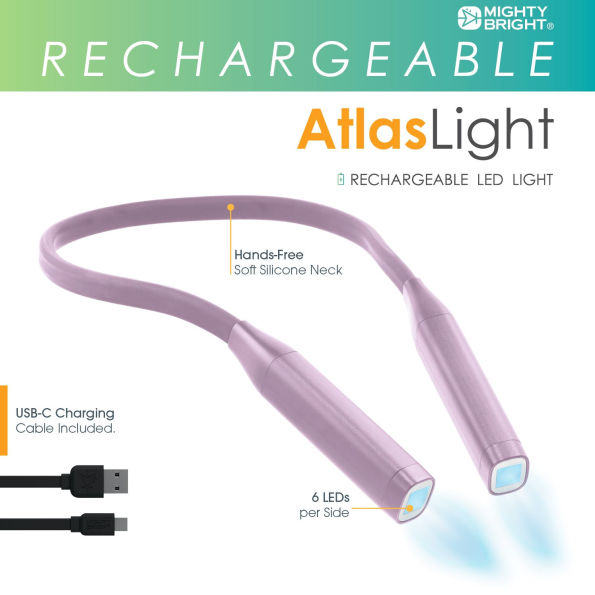 Mighty Bright Rechargeable Atlas Neck Light, Lavender