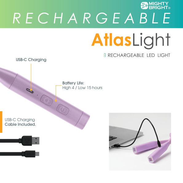 Mighty Bright Rechargeable Atlas Neck Light, Lavender