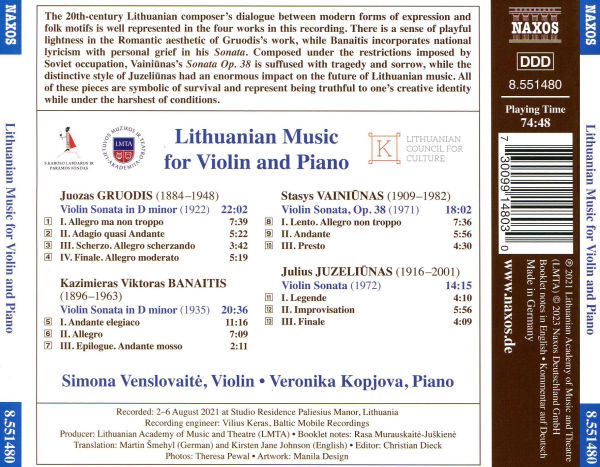 Lithuanian Music for Violin and Piano