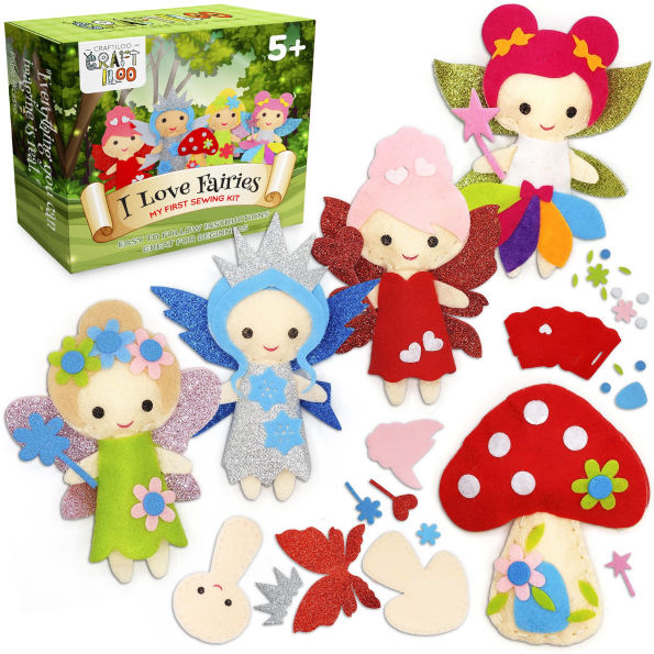 Fairy Sewing Kits for Little Girls ¿ 5 Easy Projects for Children & Beginners - Make Your Own Felt Pillow & Plush Craft Kit - My First Sewing Kit for Kids