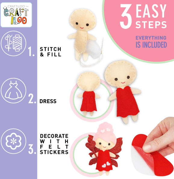 Fairy Sewing Kits for Little Girls ¿ 5 Easy Projects for Children & Beginners - Make Your Own Felt Pillow & Plush Craft Kit - My First Sewing Kit for Kids