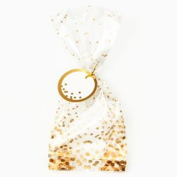 Gold Dots Cellophane Bags, set of 15