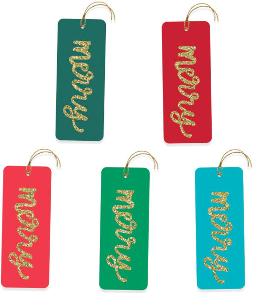Glitter Merry Hang Tags S/5