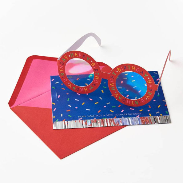 BDAY OFF/EMBL A6 Diecut Holo Birthday Glasses FLD