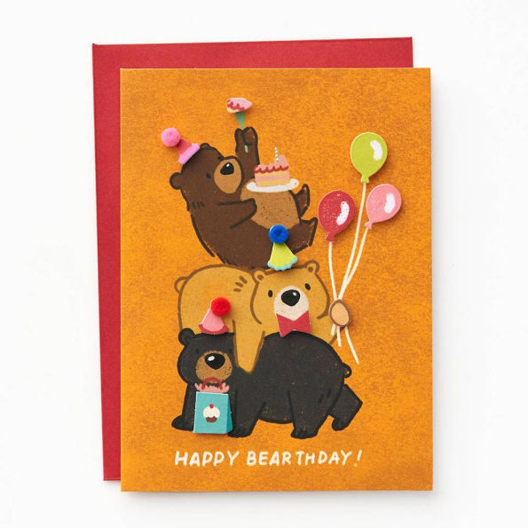 BDAY OFF/EMBL A6 Diecut Happy Bearthday FLD