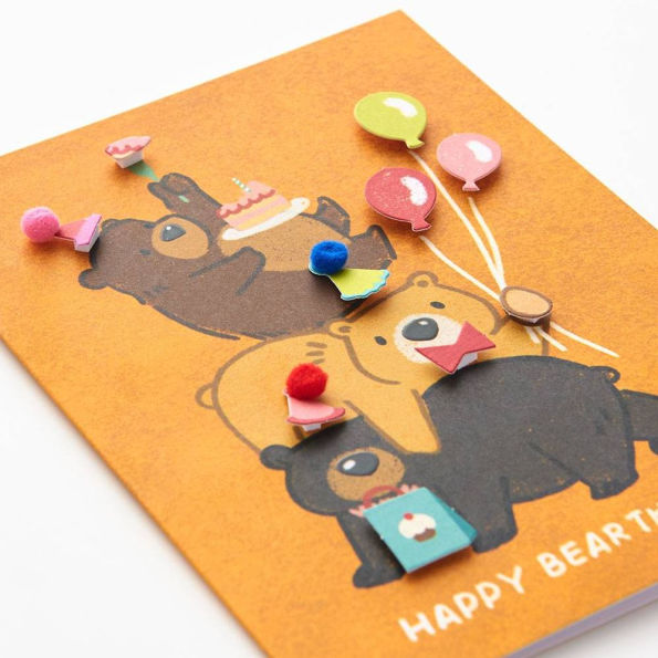 BDAY OFF/EMBL A6 Diecut Happy Bearthday FLD