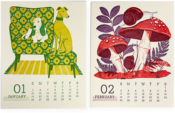 2025 Paper Source Animals Letterpress Desktop Calendar