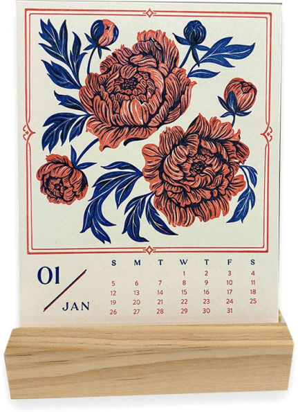 2025 Paper Source Floral Letterpress Desktop Calendar