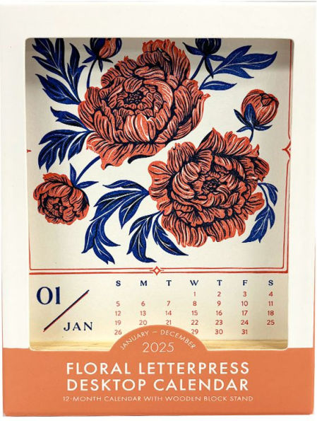 2025 Paper Source Floral Letterpress Desktop Calendar