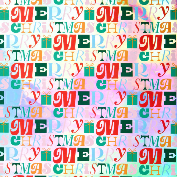 Merry Christmas Topography Continuous Roll Wrap 8'