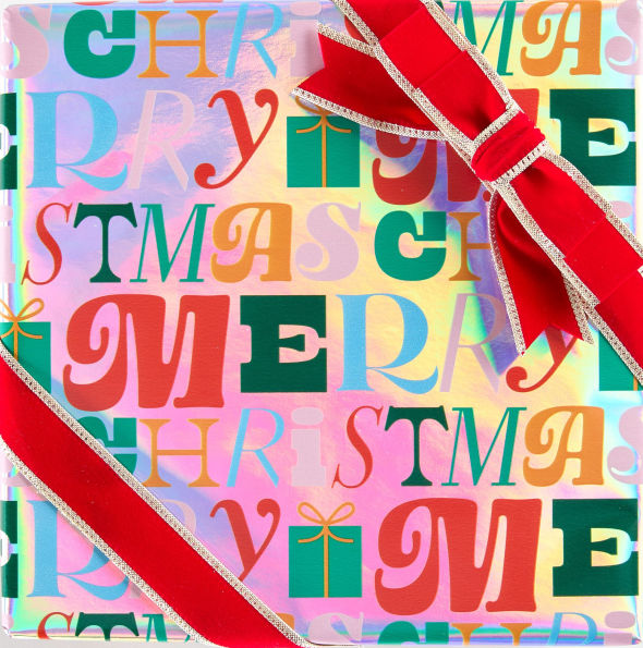 Merry Christmas Topography Continuous Roll Wrap 8'