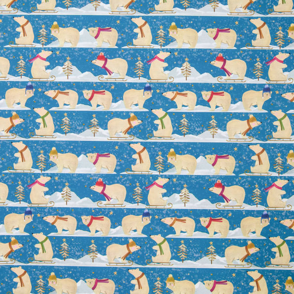 Sledding Polar Bears Roll Wrap Jumbo 10'