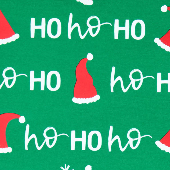 Ho Ho Ho Santa Hats Roll Wrap Jumbo 10'