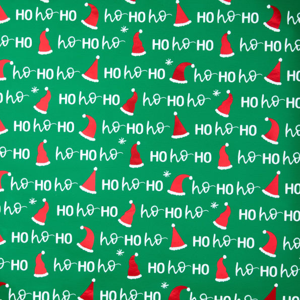 Ho Ho Ho Santa Hats Roll Wrap Jumbo 10'