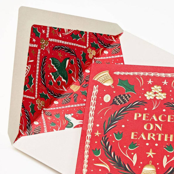 XMAS OFF/FOIL A6 Folk Art Peace on Earth FLD S/12