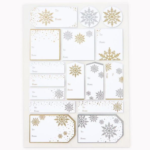 Silver/Gold Snowflakes Adhesive Labels