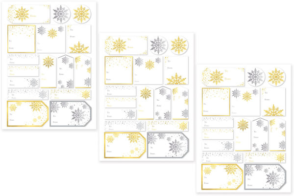 Silver/Gold Snowflakes Adhesive Labels