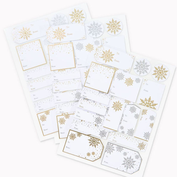 Silver/Gold Snowflakes Adhesive Labels
