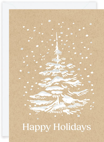White Glitter Trees Holiday Greeting Card