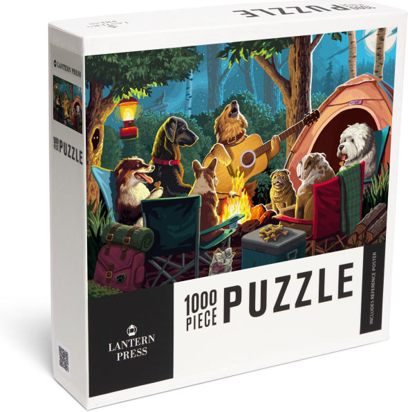 Dogs Around a Campfire 1000 Piece Puzzle