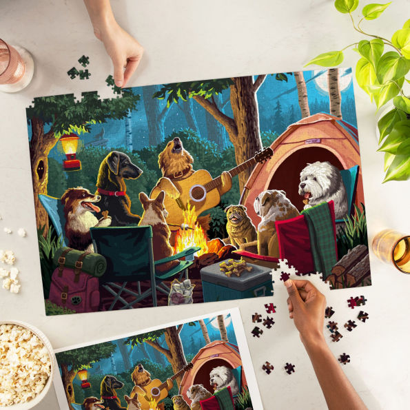 Dogs Around a Campfire 1000 Piece Puzzle