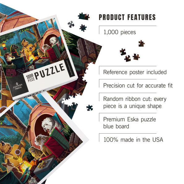 Dogs Around a Campfire 1000 Piece Puzzle