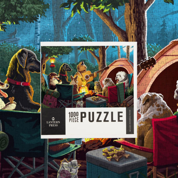 Dogs Around a Campfire 1000 Piece Puzzle
