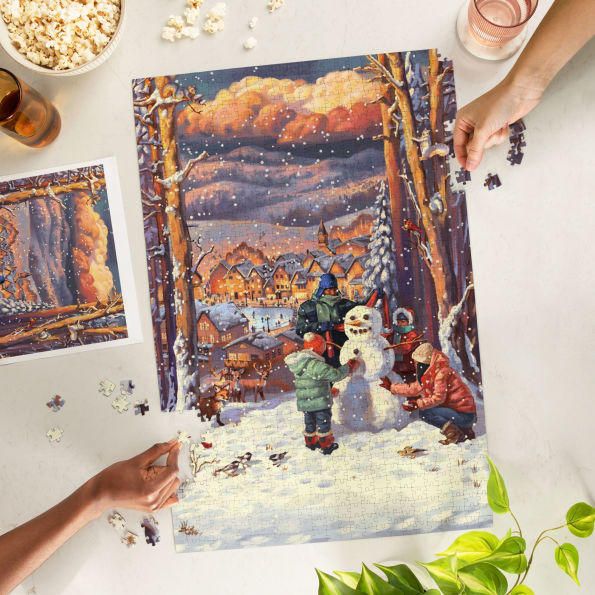 Vintage Snowman Winter Village 1000 Piece Puzzle