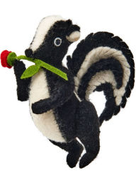 Felted Skunk Critter with Rose