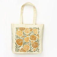 Title: Allium Yellow Embroidered Canvas Tote Bag