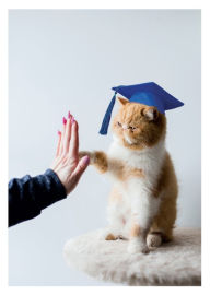 Graduation Greeting Card Cat With Cap Giving A High Five