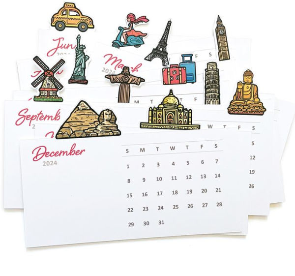 2024 Die Cut Travel Desk Calendar
