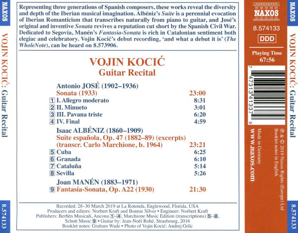 Voji Kocic: Guitar Recital - José, Albéniz, Manén