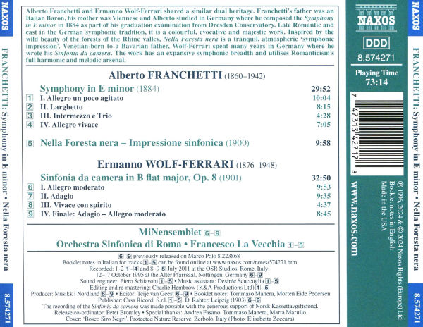 Alberto Franchetti: Symphony in E minor; Nella Foresta Nera; Wolf-Ferrari: Sinfonia da camera, Op. 8