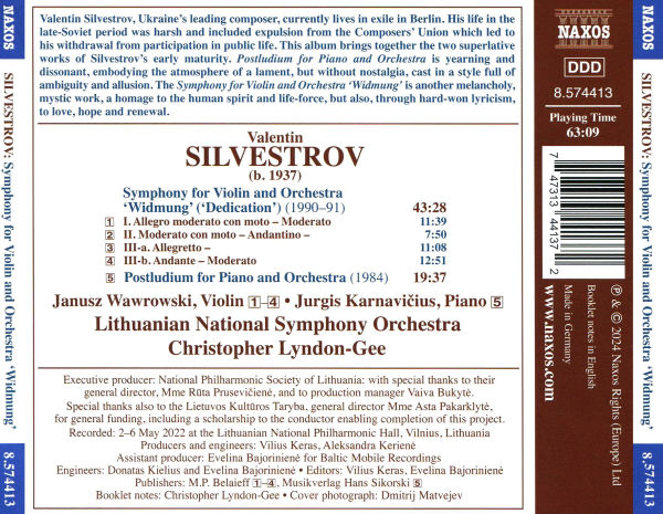 Silvestrov: Symphony for Violin and Orchestra 'Widmung'; Postludium for Piano and Orchestra