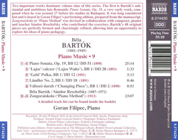 Bartók: Piano Music, Vol. 9 - Piano Sonata, Op. 19