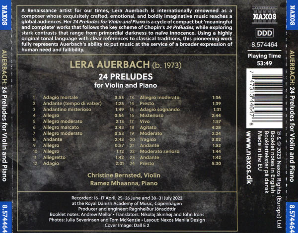 Lera Auerbach: 24 Preludes for Violin and Piano