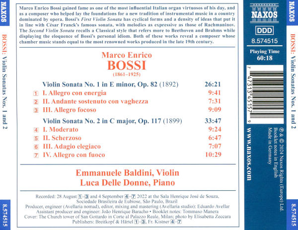 Bossi: Violin Sonatas Nos. 1 and 2
